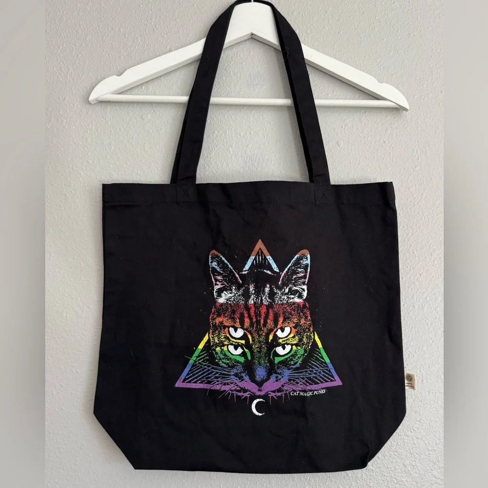 : Cat Magic Punks Pride Four Eyes‎ Organic Cotton Eco Tote 🌈✨